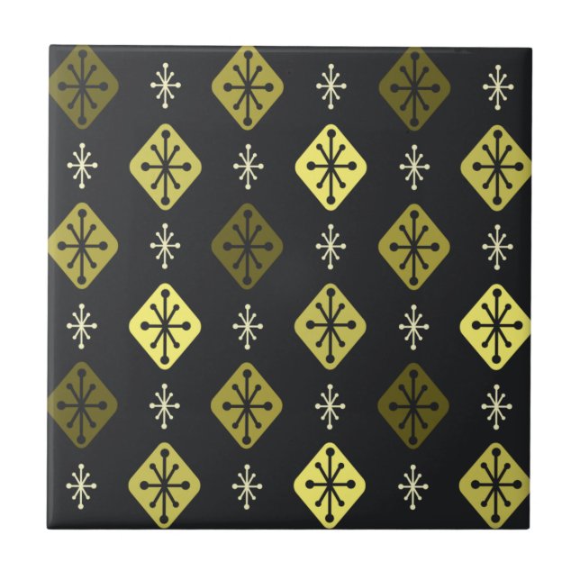 Sternexplosionen des Mitteljahrs Diamonds Black Ye Fliese (Vorderseite)