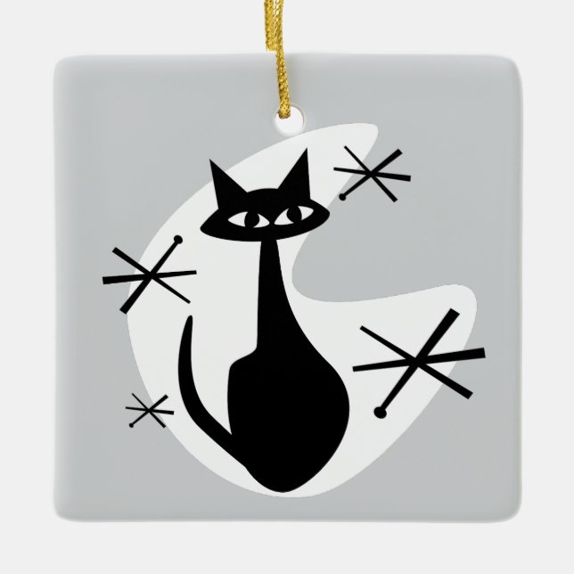 Sternexplosionen Katzenkatze im Atomalter CUSTOM F Keramikornament (Vorderseite)