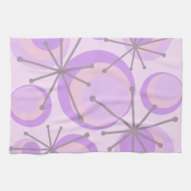 Sternexplosionen-Lavendel des mittleren Jahrhunder Geschirrtuch (Horizontal)