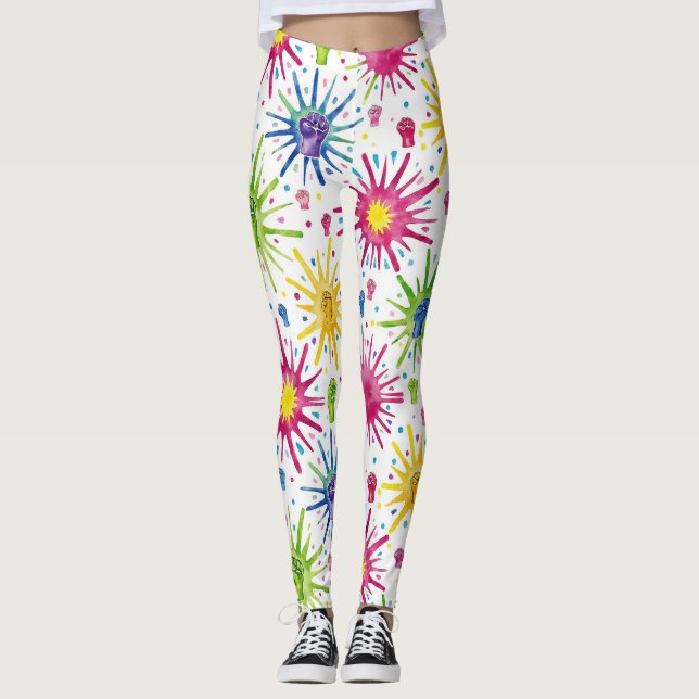 Sternexplosionen Nahtloses Muster Leggings (Vorderseite)