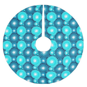 Sternexplosionen und Pinwheels, indigo und türkis Polyester Weihnachtsbaumdecke