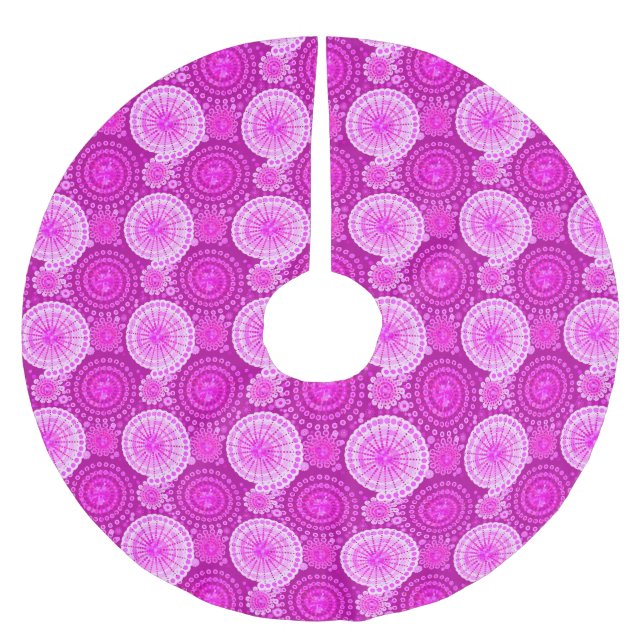 Sternexplosionen und Zahnräder, Amethyst lila Polyester Weihnachtsbaumdecke (Vorderseite)