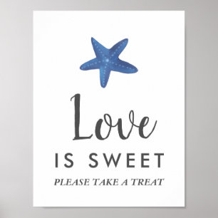 Sternfisch Ocean Wedding Liebe ist süßes Zeichen Poster