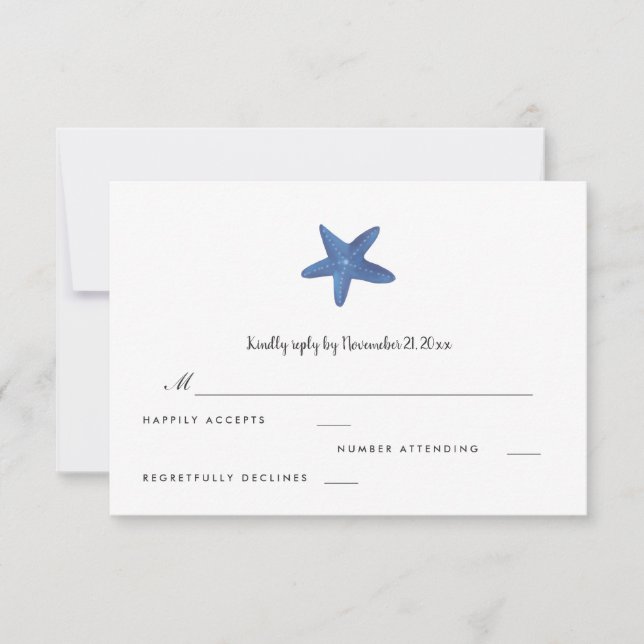 Sternfisch | Ocean Wedding RSVP Karte (Vorderseite)