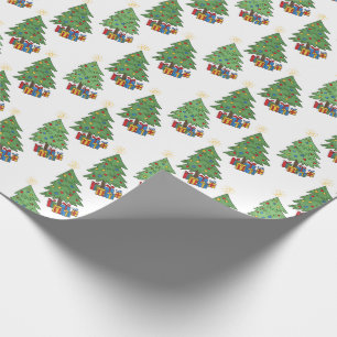 Sternförmig bekränzte Weihnachtsbäume und Geschenk Geschenkpapier