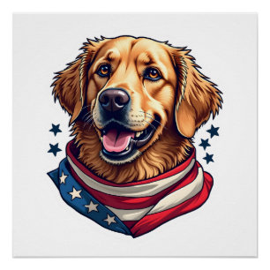 Sternförmig gesprenkelter Golden Retriever Vintage Poster