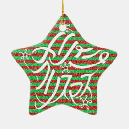 Sternförmige Weihnachtsgrüße-Typografie in 9 Sprac Keramik Ornament