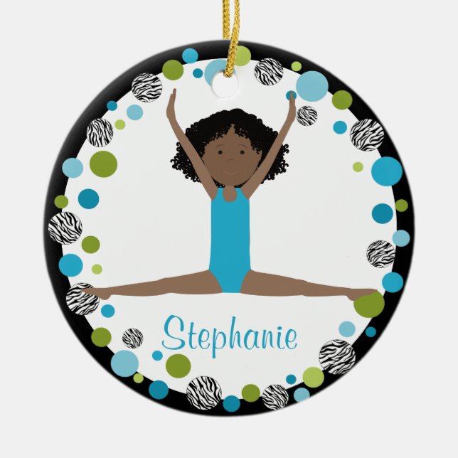 SternGymnast im Aqua und in grünem Keramik Ornament (Vorne)