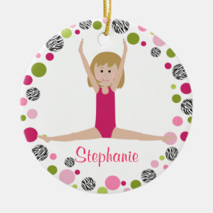 SternGymnast in den Rosa personalisiert Keramikornament