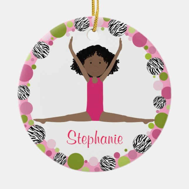 Sterngymnast-schwarzes Haar in den Rosa Keramikornament (Vorne)