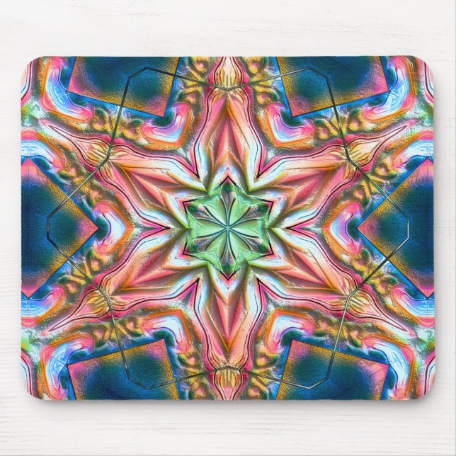 Sternkaleidoskop in rauer Textur, verbrannter Lach Mousepad (Vorne)