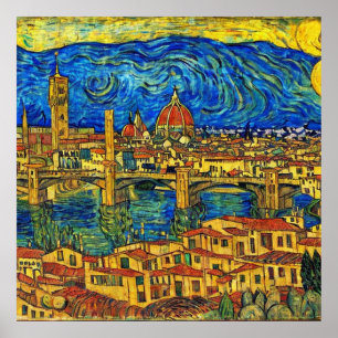 Sternklare Nacht Florenz Italien Poster