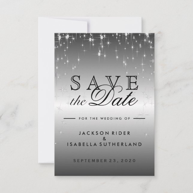 Sternlichter in metallischem Silber - Save the Dat Date (Vorderseite)