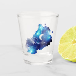 Sternmond Nachthimmel Himmelgalaxie Schnapsglas