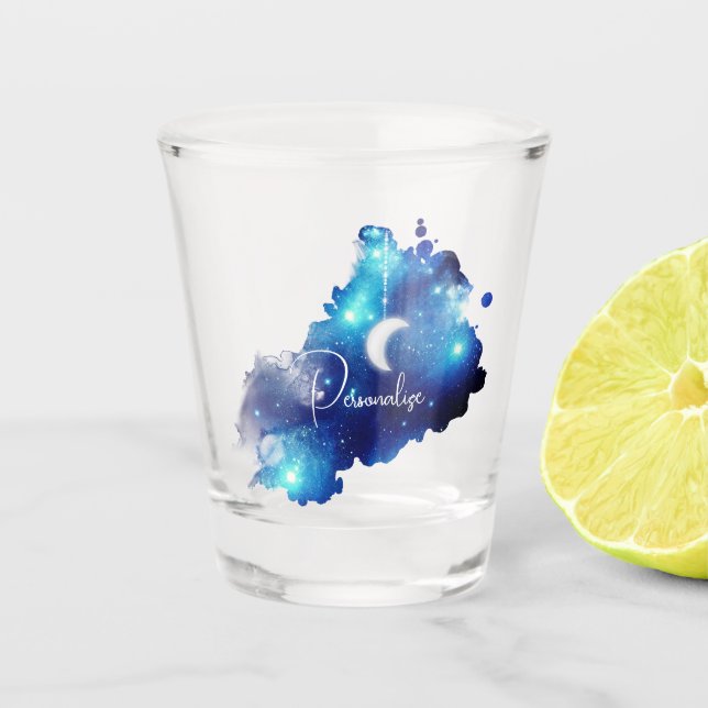 Sternmond Nachthimmel Himmelgalaxie Schnapsglas (Vorderseite)