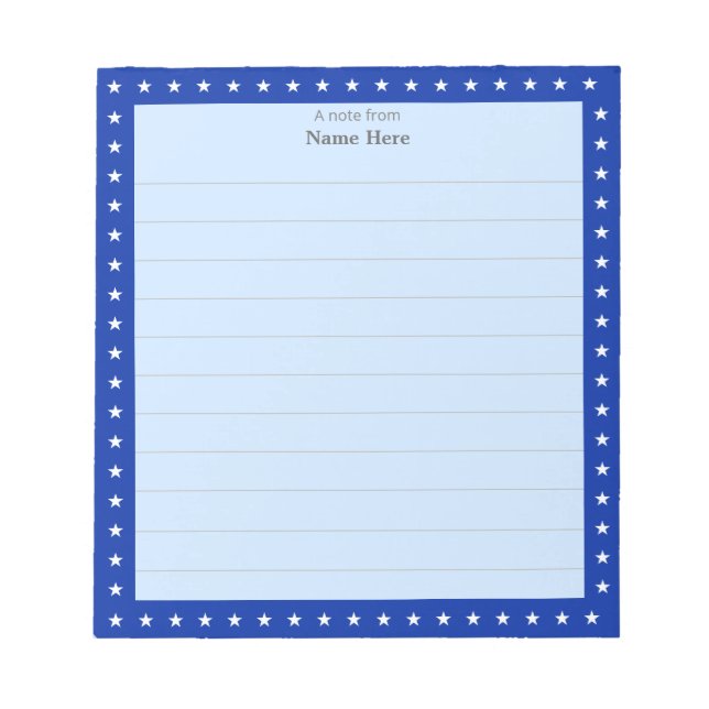 Sternmuster auf Royal Blue Frame Lined Notepad Notizblock (Vorderseite)