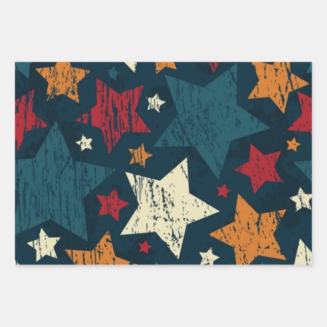 Sternmuster Geschenkpapier Set (Vorderseite)