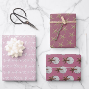 Sternmuster Grau Beige für jeden Anlass Geschenkpapier Set