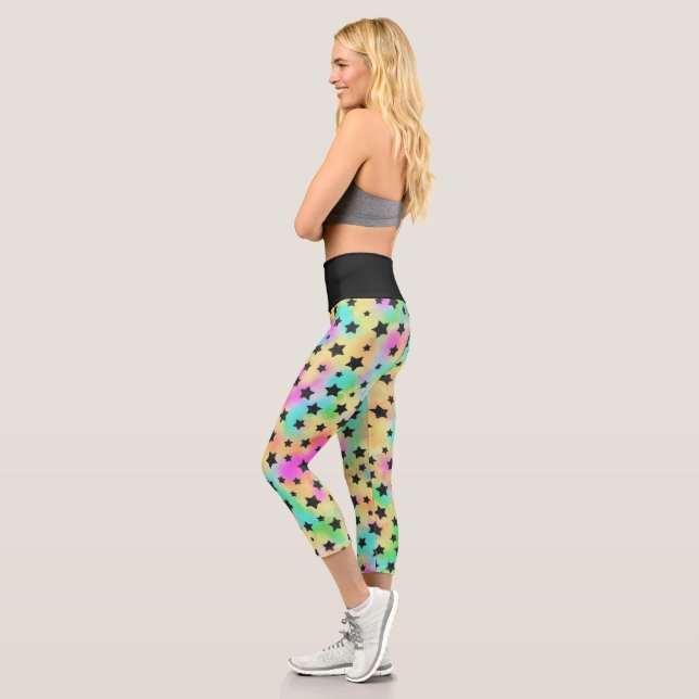 Sternmuster in 80er-Farben Capri Leggings (Links)