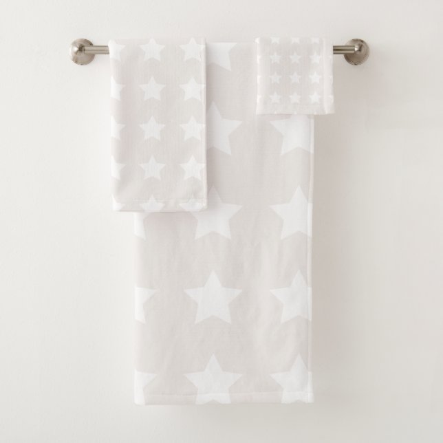 Sternmuster Minimalistisch weich beige neutral Badhandtuch Set (Insitu)