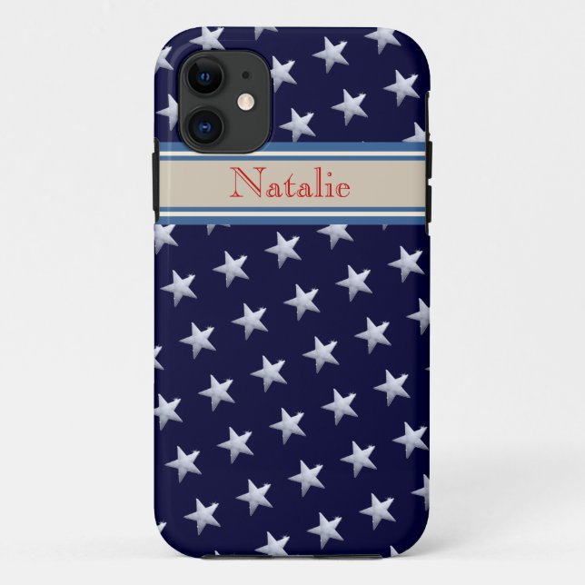 Sternmuster Name blau Case-Mate iPhone Hülle (Rückseite)