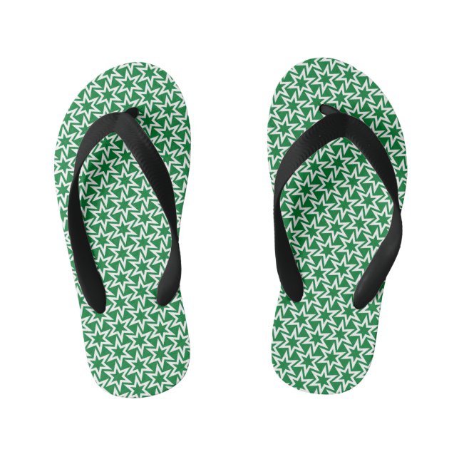 Sternmuster weiß und grün geometrisch kinderbadesandalen (Fußbett)