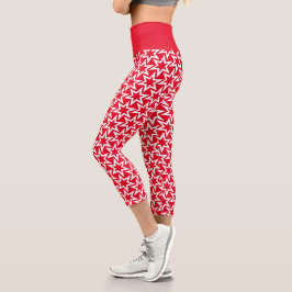 Sternmuster weiß und rot geometrisch capri leggings