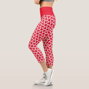 Sternmuster weiß und rot geometrisch capri leggings