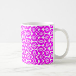 Sternrad-Muster - Magenta auf Weiß Kaffeetasse