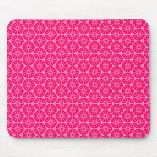 Sternrad Muster - Neon Red auf Pink FF87B6 Mousepad (Vorne)
