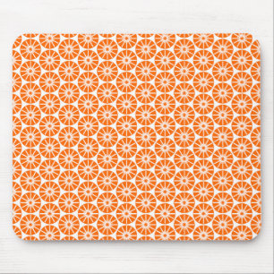 Sternradmuster - Orange auf Weiß Mousepad