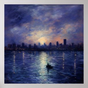 Sternreiche urbane Landschaft: impressionistische Poster