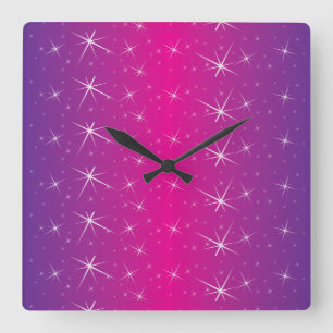 Sternrosa Muster Quadratische Wanduhr