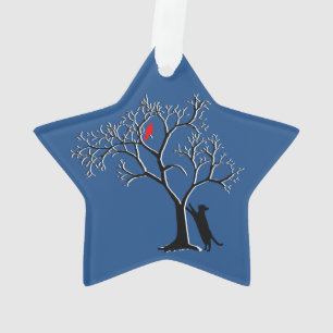 Sternverzierung des roten Vogels und der schwarzen Ornament