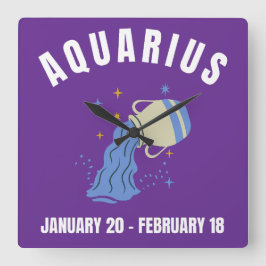Sternzeichen Aquarius Quadratische Wanduhr