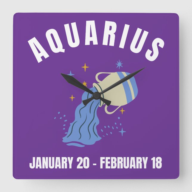 Sternzeichen Aquarius Quadratische Wanduhr (Vorderseite)