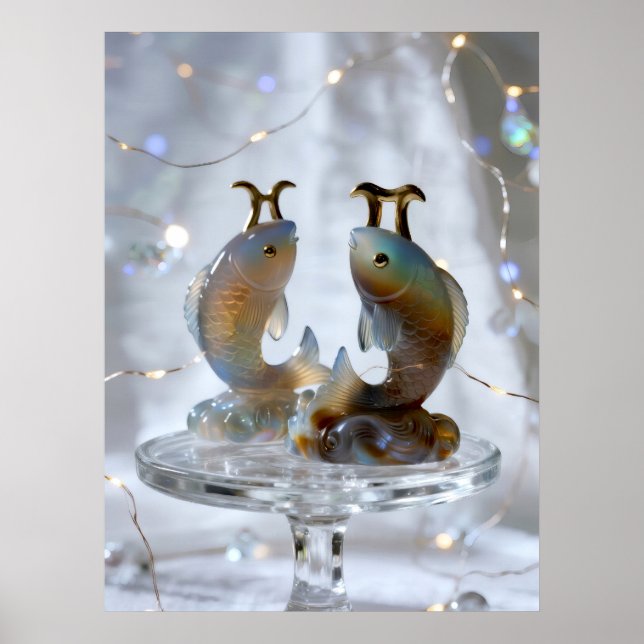 Sternzeichen Fische Glasskulpturen Poster (Vorne)