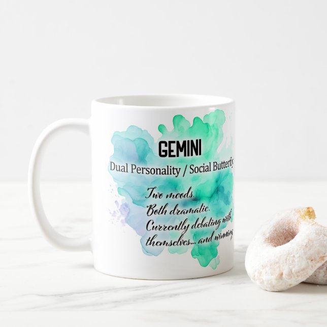 Sternzeichen Frauen, Zwillinge Kaffeetasse (Mit Donut)