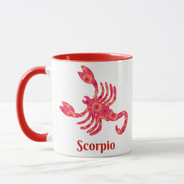 Sternzeichen für Skorpio in Rot und Korallen Tasse