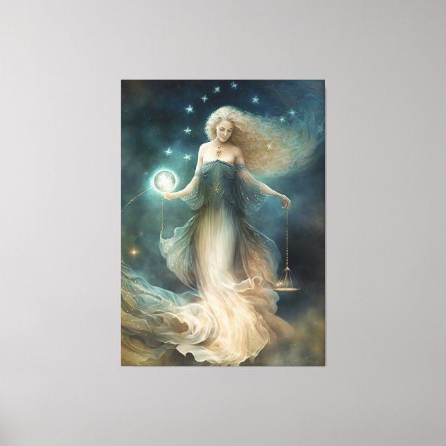 Sternzeichen Libra Goddess, Himmelssein, Zodiac Leinwanddruck (Vorderseite)