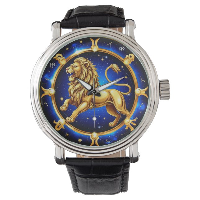 Sternzeichen Löwe Emblem Armbanduhr (Vorderseite)