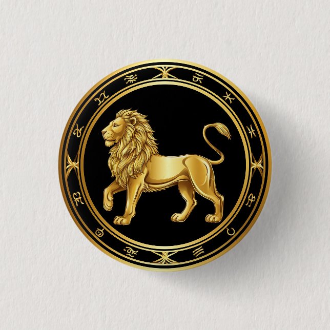 Sternzeichen Löwe Emblem Button (Vorderseite)
