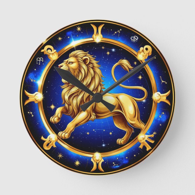Sternzeichen Löwe Emblem Runde Wanduhr (Vorderseite)