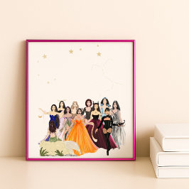 Sternzeichen, Modezeichnungen, Kunstwerke, Landsch Poster