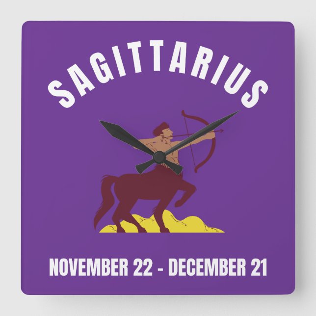 Sternzeichen Sagittarius Quadratische Wanduhr (Vorderseite)