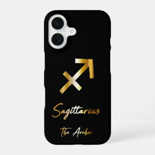 Sternzeichen Schütze, Schwarz & Gold iPhone 16 Hülle