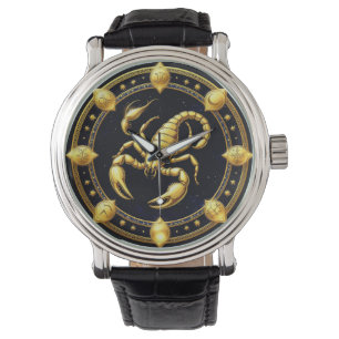 Sternzeichen Skorpion Design mit goldenem Skorpion Armbanduhr