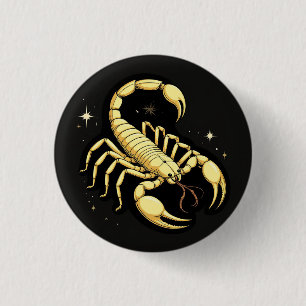 Sternzeichen Skorpion Design mit goldenem Skorpion Button