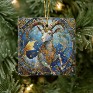Sternzeichen - Steinbock der Meeresziege Keramikornament
