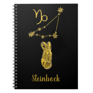 Sternzeichen Steinbock, gold -  Notizblock